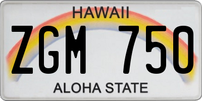 HI license plate ZGM750