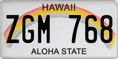 HI license plate ZGM768
