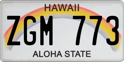 HI license plate ZGM773