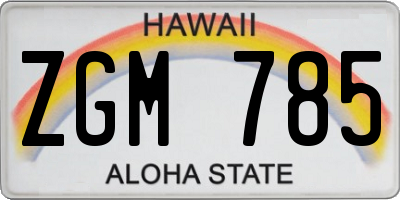 HI license plate ZGM785