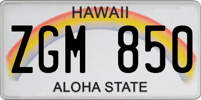 HI license plate ZGM850