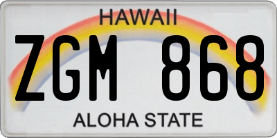HI license plate ZGM868