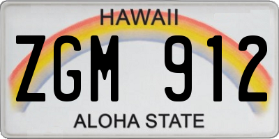 HI license plate ZGM912