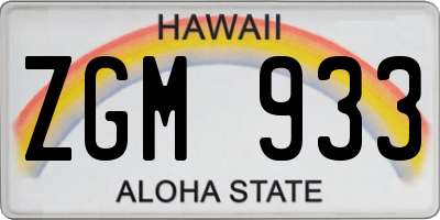 HI license plate ZGM933