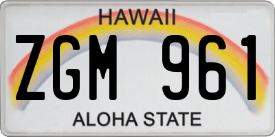 HI license plate ZGM961