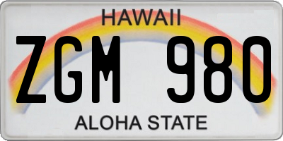 HI license plate ZGM980