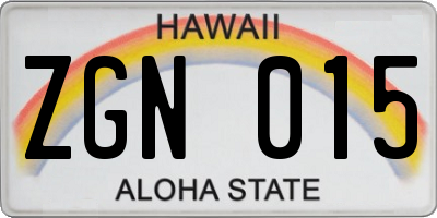 HI license plate ZGN015