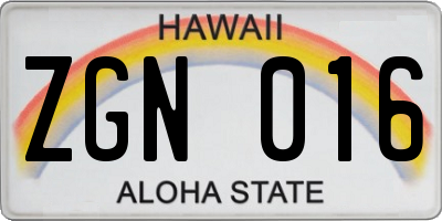 HI license plate ZGN016