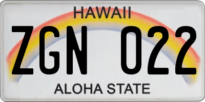 HI license plate ZGN022