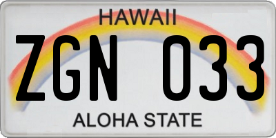 HI license plate ZGN033
