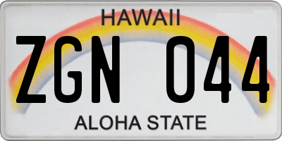 HI license plate ZGN044