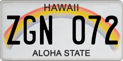 HI license plate ZGN072