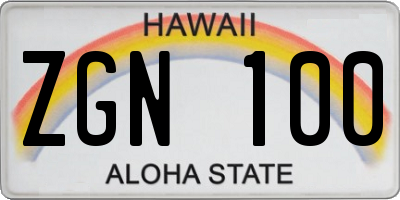 HI license plate ZGN100