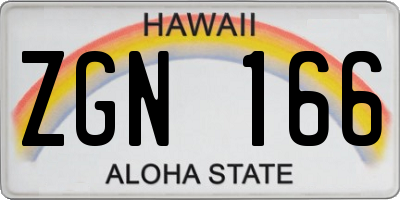HI license plate ZGN166