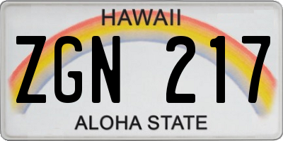 HI license plate ZGN217