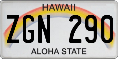 HI license plate ZGN290