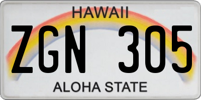 HI license plate ZGN305