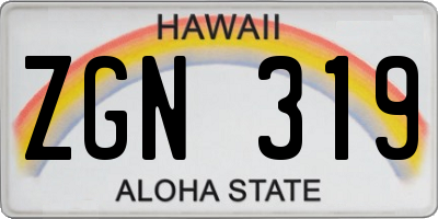 HI license plate ZGN319