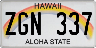 HI license plate ZGN337
