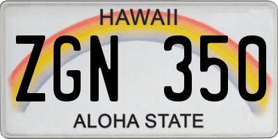 HI license plate ZGN350