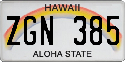 HI license plate ZGN385