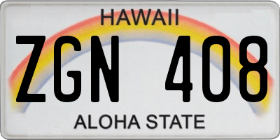 HI license plate ZGN408
