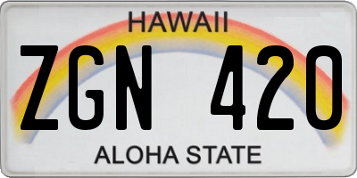 HI license plate ZGN420