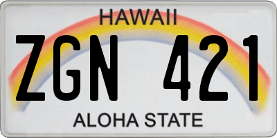 HI license plate ZGN421