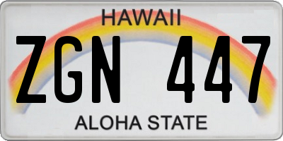 HI license plate ZGN447