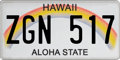 HI license plate ZGN517