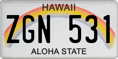 HI license plate ZGN531