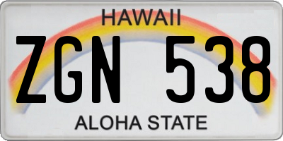 HI license plate ZGN538