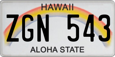 HI license plate ZGN543