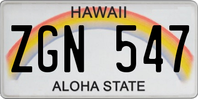 HI license plate ZGN547