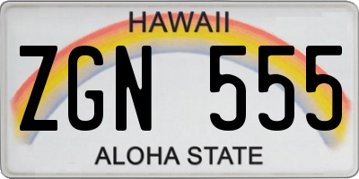 HI license plate ZGN555