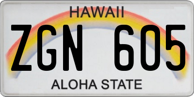 HI license plate ZGN605