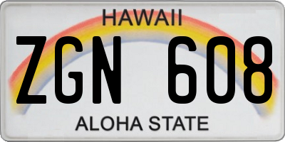HI license plate ZGN608