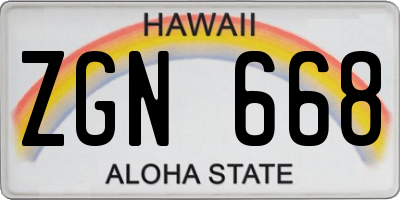 HI license plate ZGN668