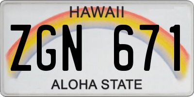 HI license plate ZGN671