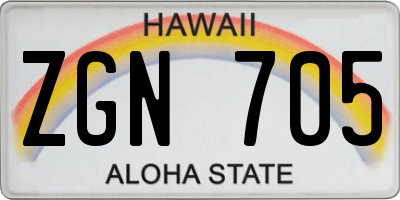 HI license plate ZGN705
