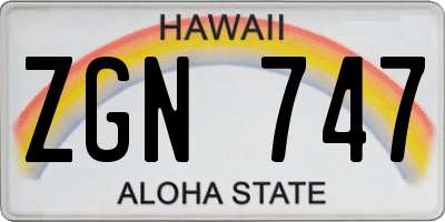 HI license plate ZGN747