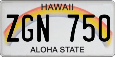 HI license plate ZGN750