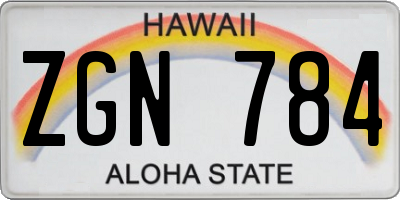 HI license plate ZGN784