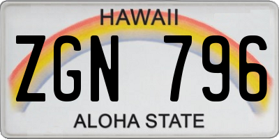 HI license plate ZGN796