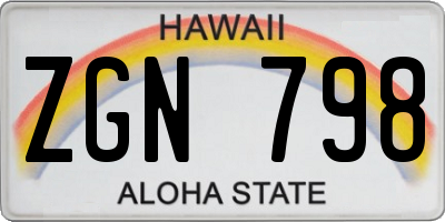 HI license plate ZGN798
