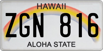 HI license plate ZGN816