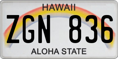 HI license plate ZGN836