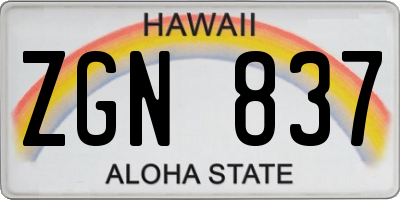 HI license plate ZGN837