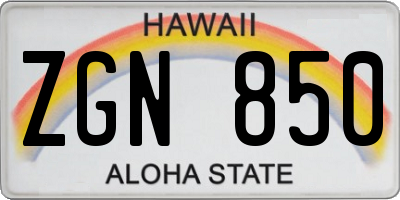 HI license plate ZGN850