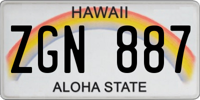 HI license plate ZGN887